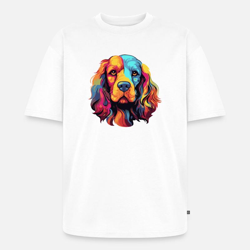 Farbenfroher Hund Pop Art - Unisex Premium Oversized Bio T-Shirt - Weiß