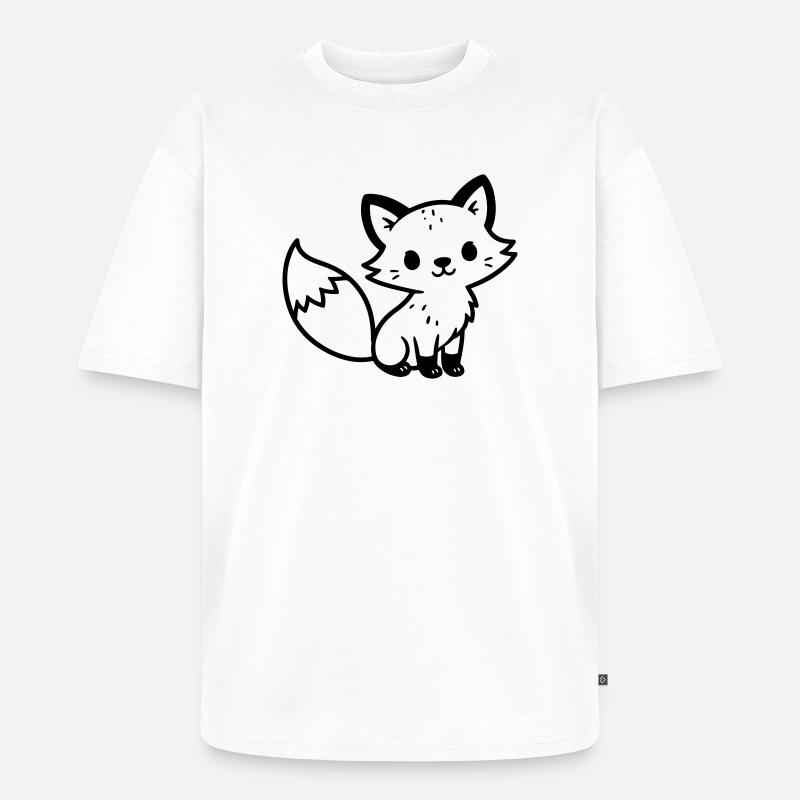 Fuchs Niedlich - Unisex Premium Oversized Bio T-Shirt - Weiß