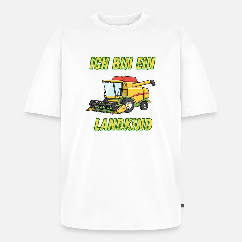 Traktor - Ich bin ein Landkind - Unisex Premium Oversized Bio T-Shirt - Weiß