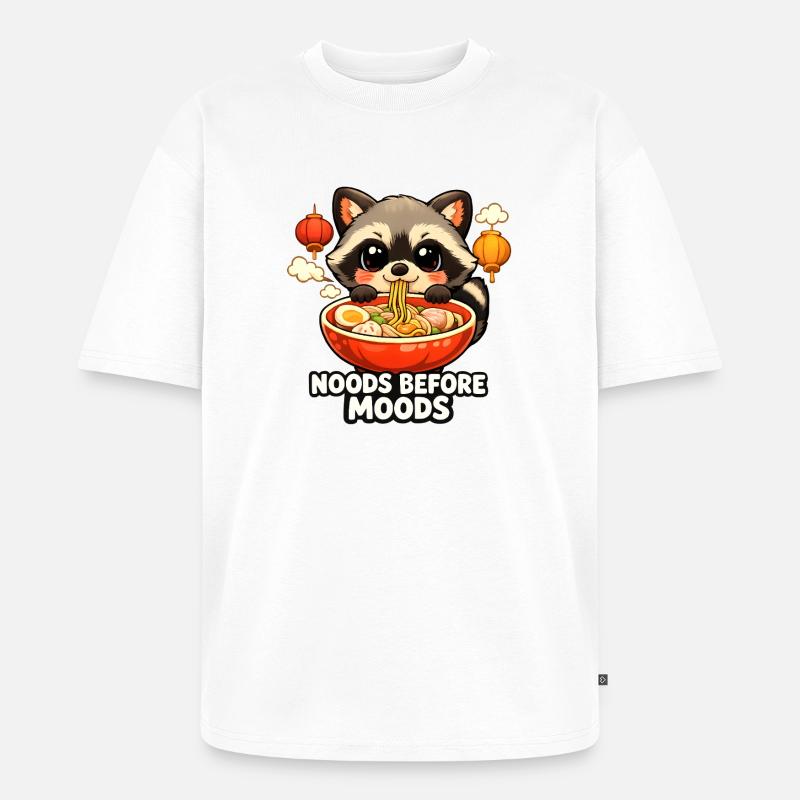 Ramen Noods Before Moods Waschbär - Unisex Premium Oversized Bio T-Shirt - Weiß