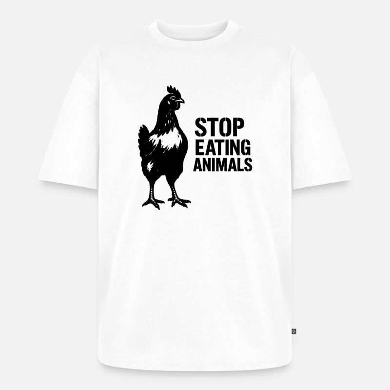 Conscience végane de l’image de Crow - T-shirt Premium bio oversize Unisexe - blanc