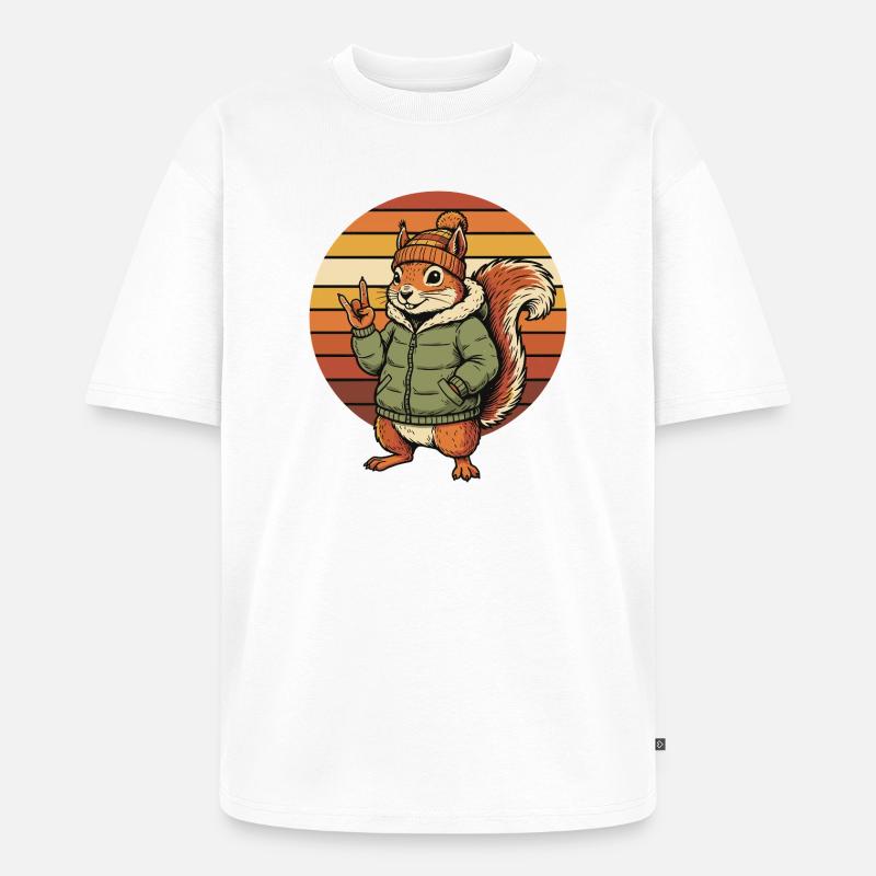 Cooles Eichhörnchen - Winter Retro Design - Unisex Premium Oversized Bio T-Shirt - Weiß