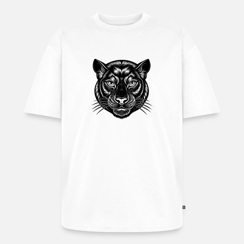 Panthergesicht - Unisex Premium Oversized Bio T-Shirt - Weiß