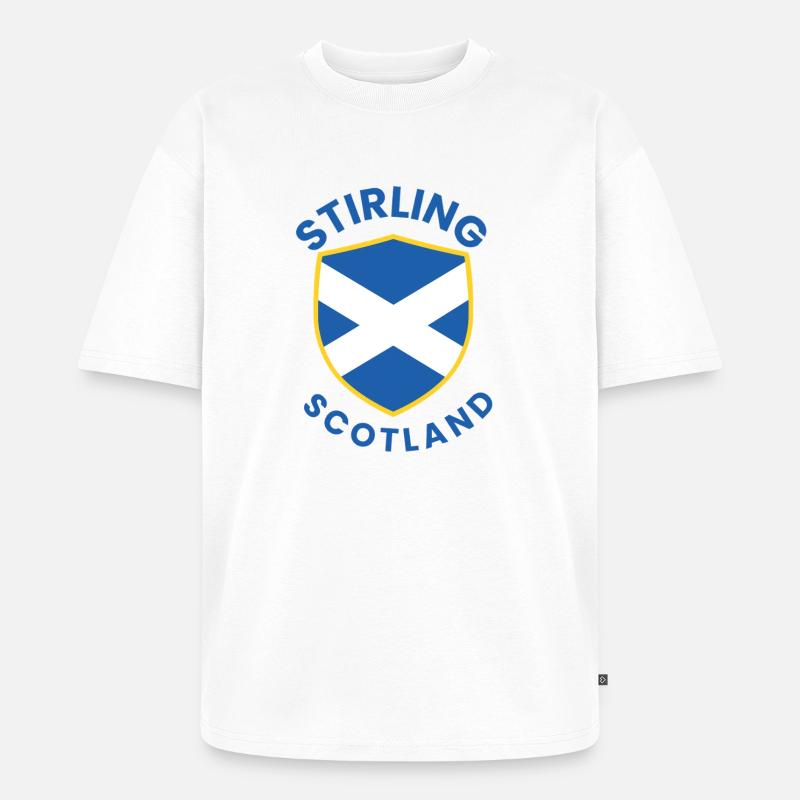 Stirling Scottish Shield-Design - Unisex Premium Oversized Bio T-Shirt - Weiß