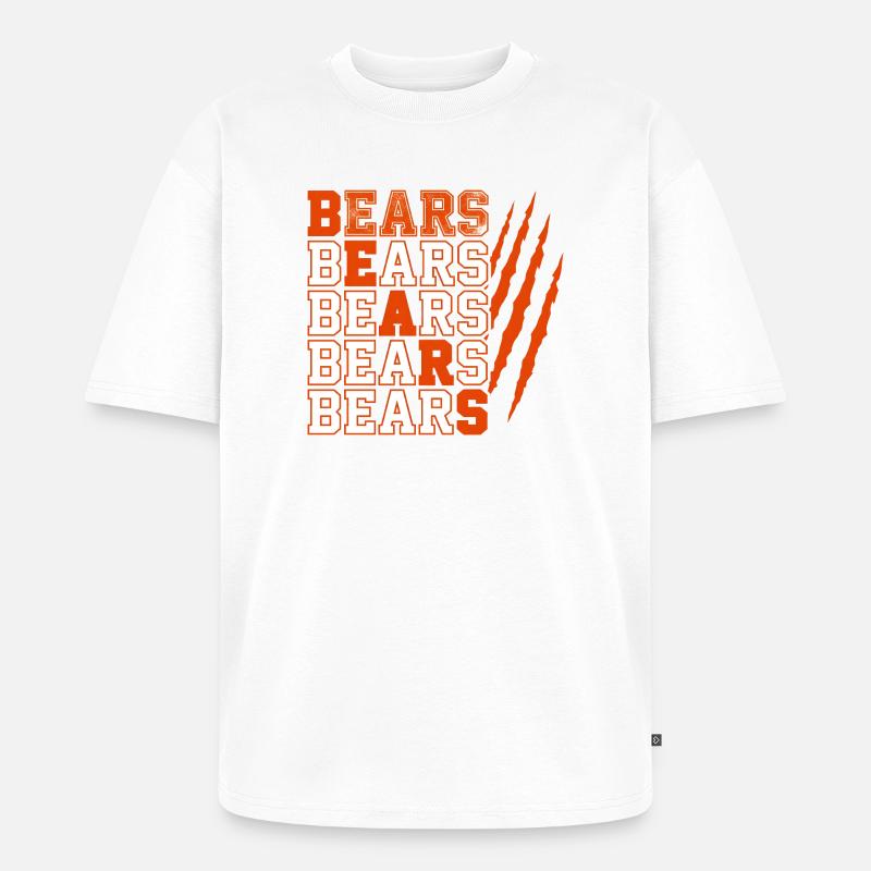 Bears Text with Distressed Claw Marks - Unisex Premium Oversized Organic T-Shirt - white
