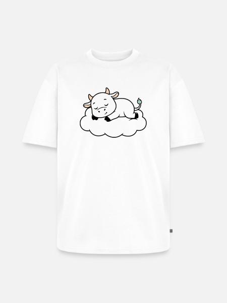 Sleeping Cow Cloud Dream Baby - Unisex Premium Oversized Organic T-Shirt - white