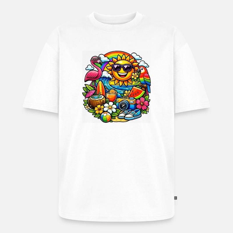 Conception d’été tropical baignée de soleil - T-shirt Premium bio oversize Unisexe - blanc