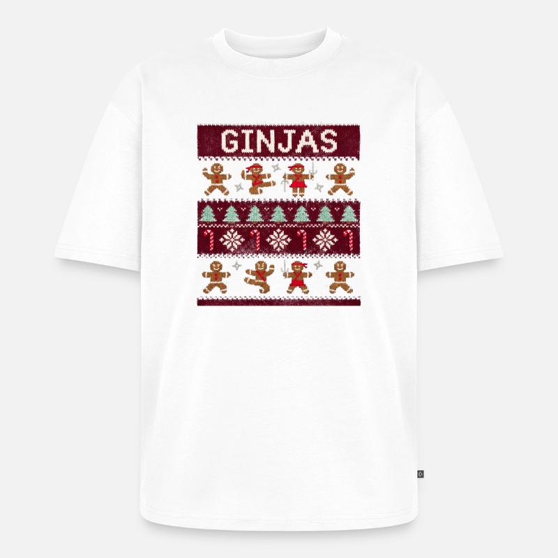 Ginjas Lebkuchen-Weihnachtspullover - Unisex Premium Oversized Bio T-Shirt - Weiß