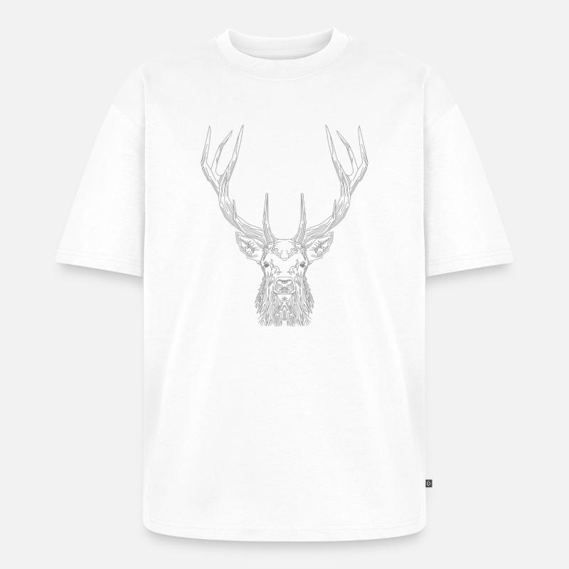 Tech Deer – Geometrischer Hirsch in Grau - Unisex Premium Oversized Bio T-Shirt - Weiß