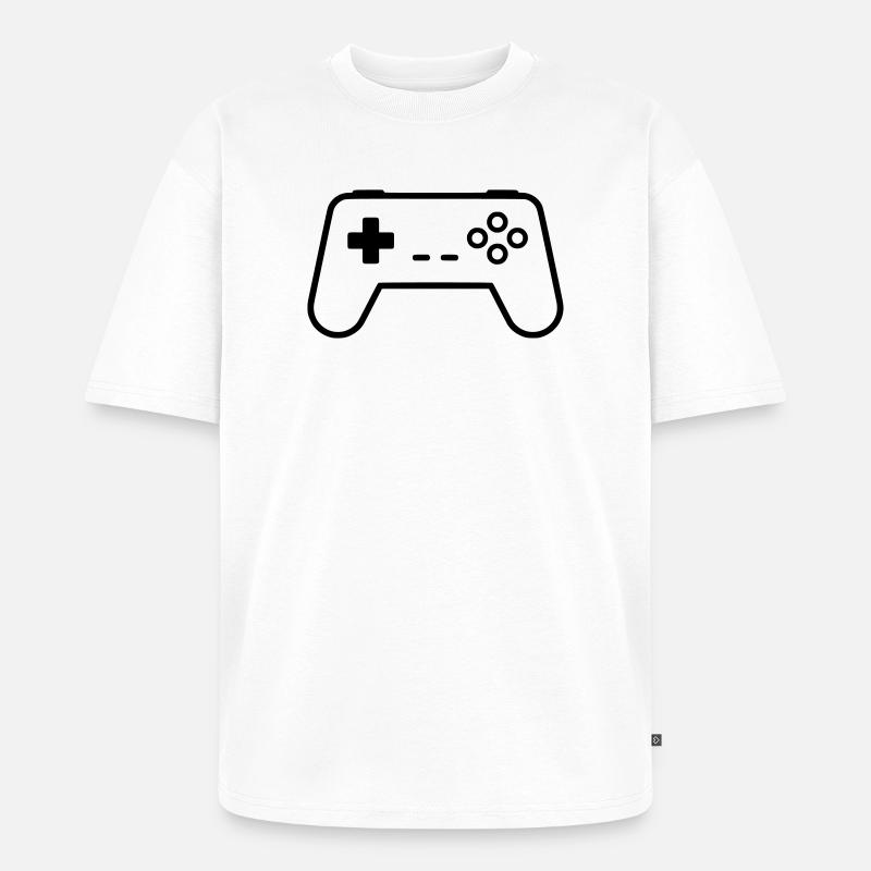 Gamepad Controller Outline Gaming Vektor - Unisex Premium Oversized Bio T-Shirt - Weiß