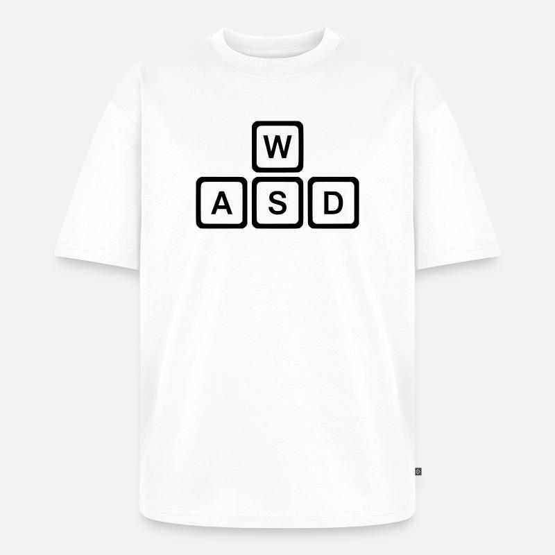WASD Keys, PC Gaming Nerd Vector - T-shirt Premium bio oversize Unisexe - blanc