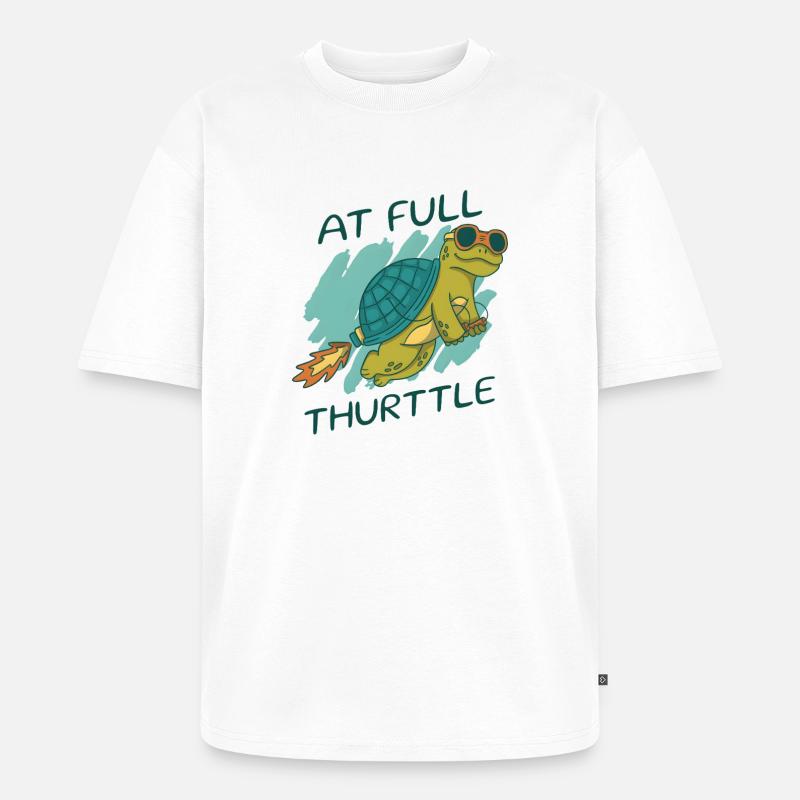 At Full Thurttle – Funny Rocket Turtle - Unisex Premium Oversized Organic T-Shirt - white