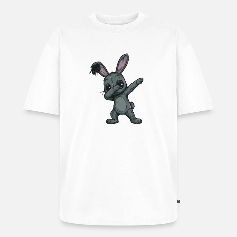 Patchwork Häschen Doodle - Unisex Premium Oversized Bio T-Shirt - Weiß