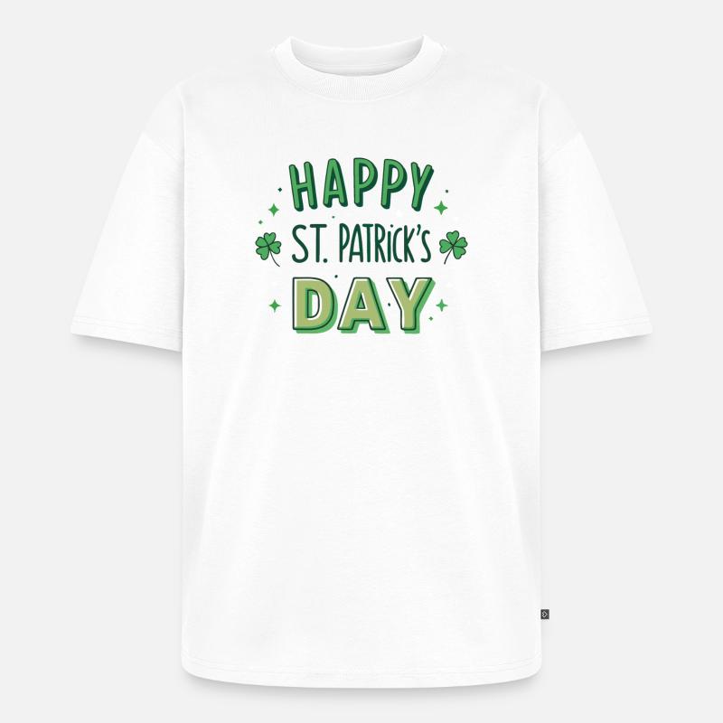 Joyeuse Saint-Patrick Graphisme Vert - T-shirt Premium bio oversize Unisexe - blanc