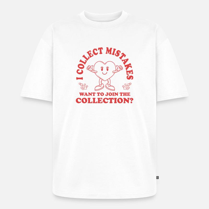 Ich sammle Fehler – Willst du mitmachen? - Unisex Premium Oversized Bio T-Shirt - Weiß