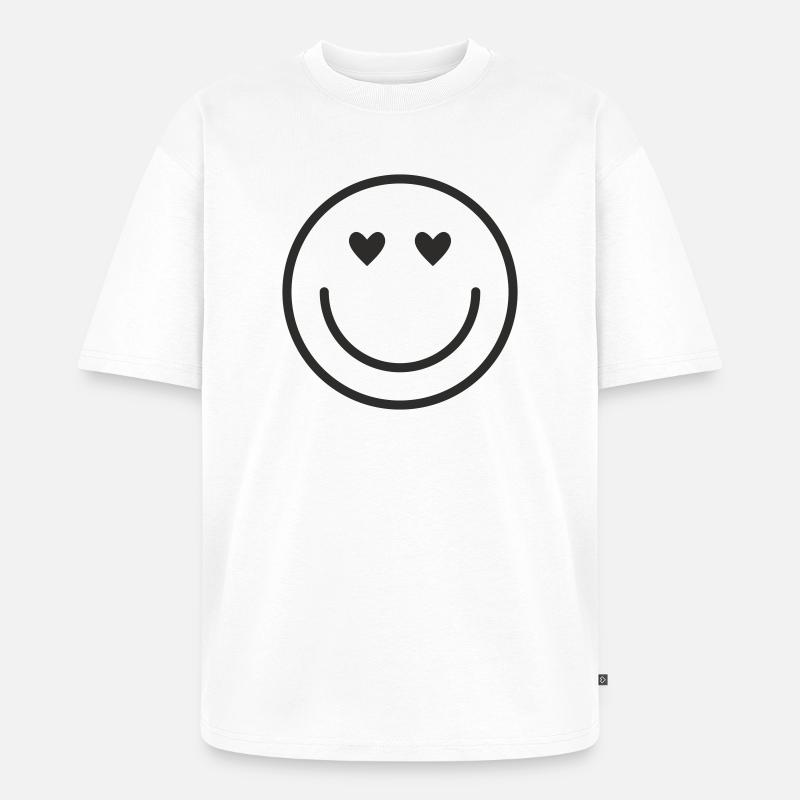Smiley lachen lächle smile - Unisex Premium Oversized Bio T-Shirt - Weiß