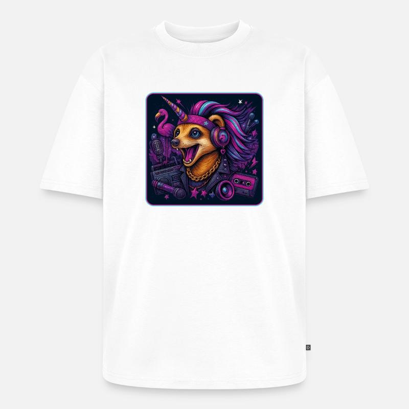 Erdmännchen Einhorn Party - Unisex Premium Oversized Bio T-Shirt - Weiß