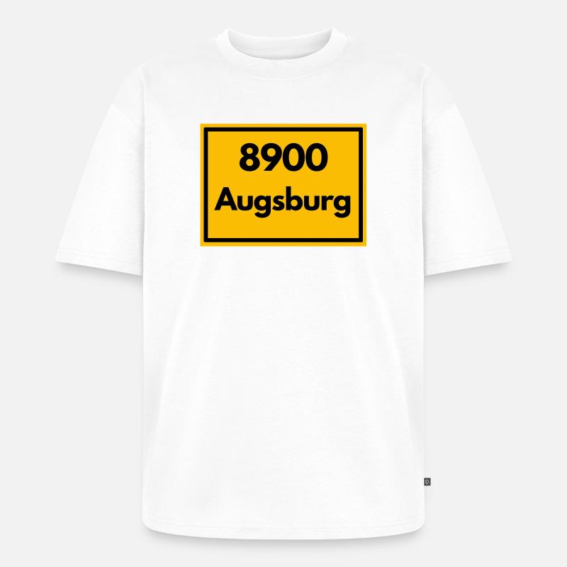 OLD POSTCODE POSTCODE RETRO 8900 AUGSBURG - Unisex Premium Oversized Organic T-Shirt - white