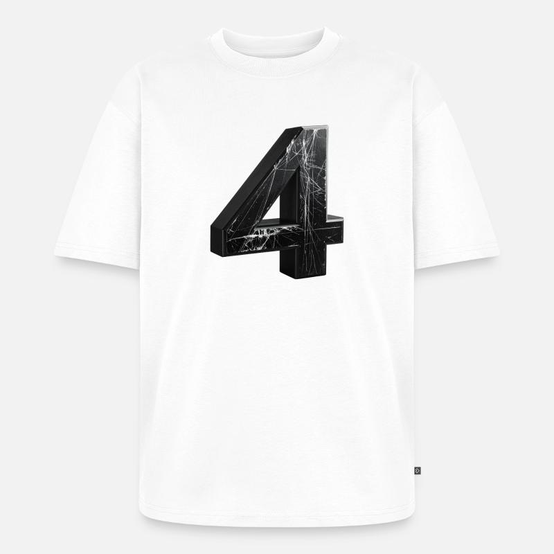 Schwarze 4 mit Marmormuster - Unisex Premium Oversized Bio T-Shirt - Weiß