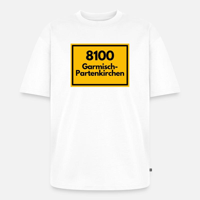 OLD POSTCODE POSTCODE 8100 GARMISCH-PARTENKIRCHEN - Unisex Premium Oversized Organic T-Shirt - white