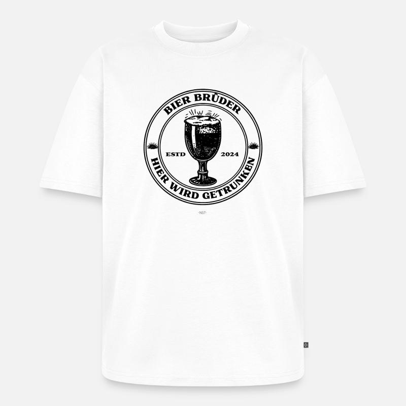 BierBrüder. Hier wird getrunken. - Unisex Premium Oversized Bio T-Shirt - Weiß