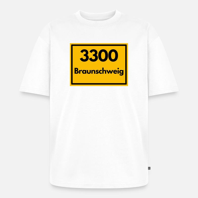 OLD POSTCODE POSTCODE RETRO 3300 BRAUNSCHWEIG - Unisex Premium Oversized Organic T-Shirt - white