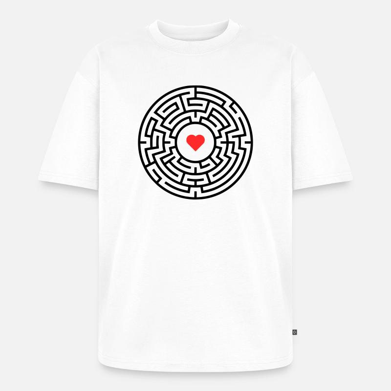 Labyrinth Herz Irrgarten - Unisex Premium Oversized Bio T-Shirt - Weiß
