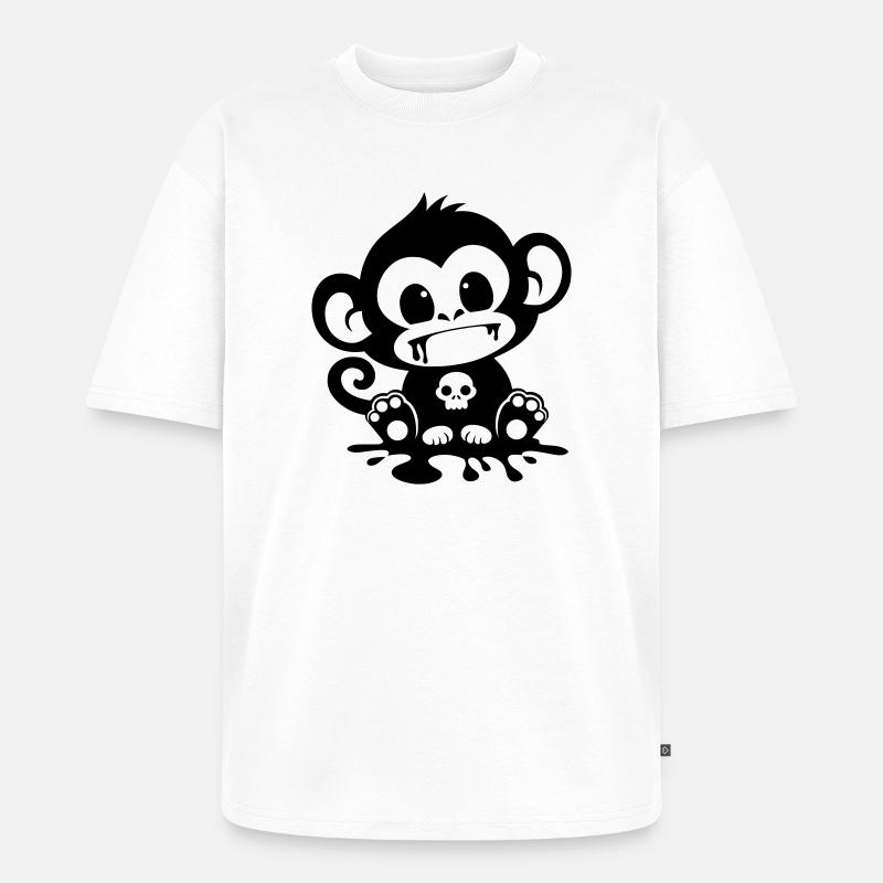Spooky Affe mit Totenkopf - Unisex Premium Oversized Bio T-Shirt - Weiß