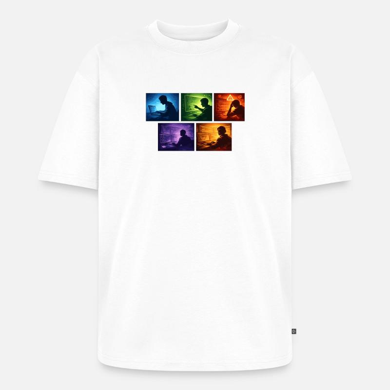 Neon-Coding: Bildschirmwelten - Unisex Premium Oversized Bio T-Shirt - Weiß