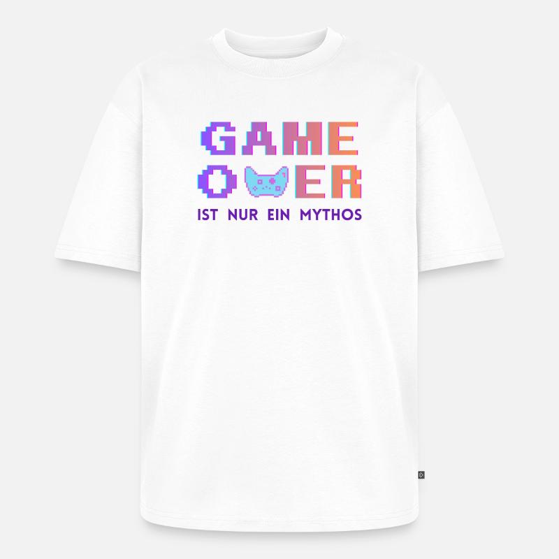 Game Over Mythos Pixel Gradient - Unisex Premium Oversized Bio T-Shirt - Weiß