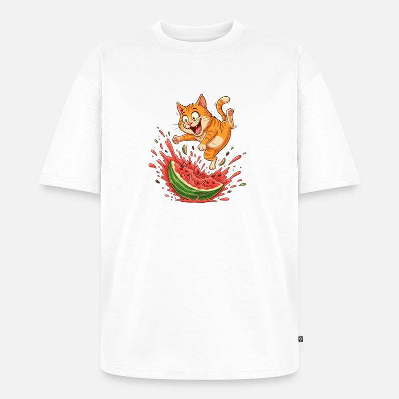 Fritzers de pastèque d’été Chats - T-shirt Premium bio oversize Unisexe - blanc