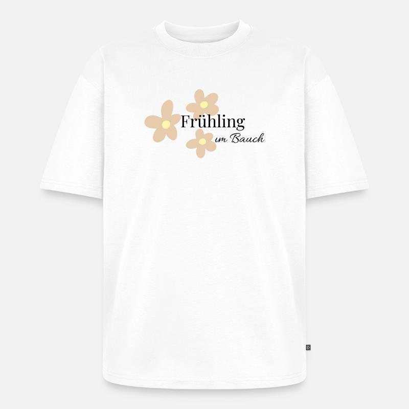 Frühling im Bauch   - Unisex Premium Oversized Bio T-Shirt - Weiß