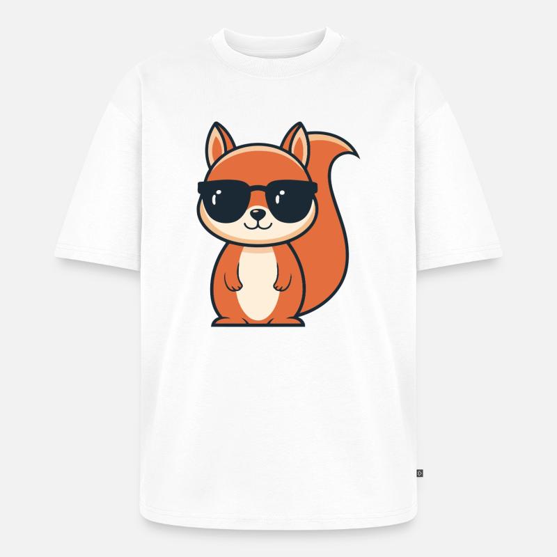Schicke Eichhörnchen-Schwarze Brille - Unisex Premium Oversized Bio T-Shirt - Weiß