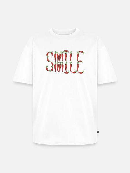 Chili smile typography - Unisex Premium Oversized Organic T-Shirt - white