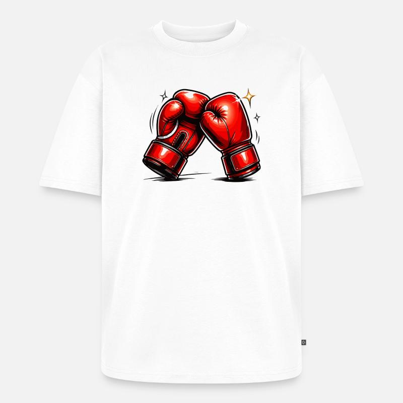 Rote Boxhandschuhe Kraft und Dynamik - Unisex Premium Oversized Bio T-Shirt - Weiß