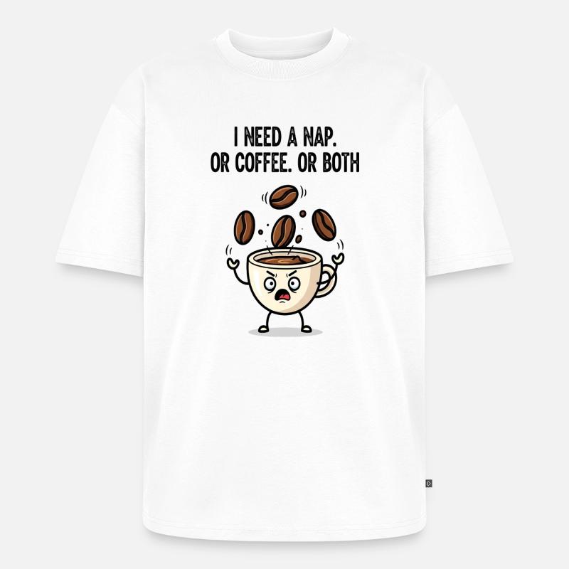 Nickerchen oder Kaffeetassen-Stimmung - Unisex Premium Oversized Bio T-Shirt - Weiß