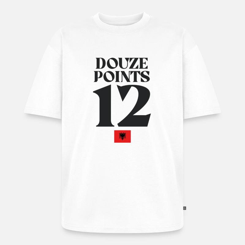 Doze Points 12 Drapeau albanais Eurovision - T-shirt Premium bio oversize Unisexe - blanc