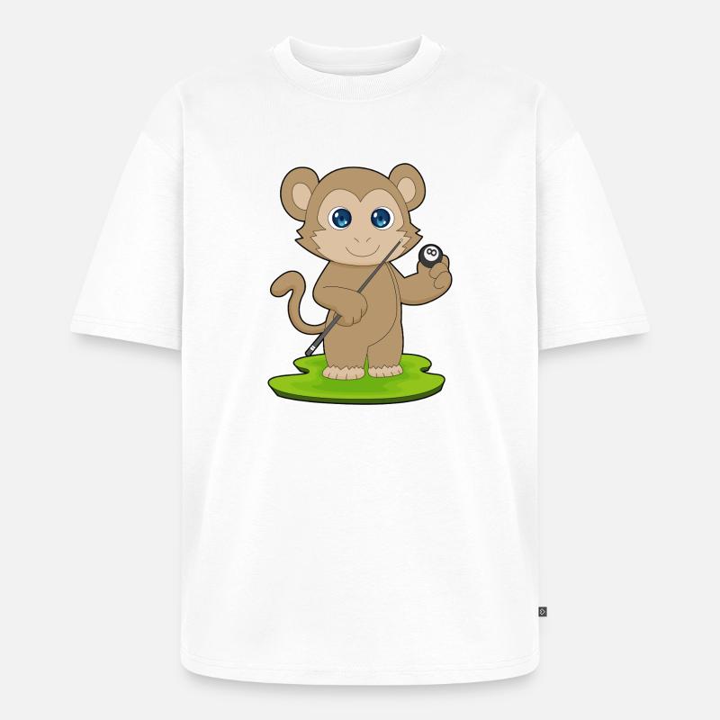 Affe Billiard Queue Sport - Unisex Premium Oversized Bio T-Shirt - Weiß