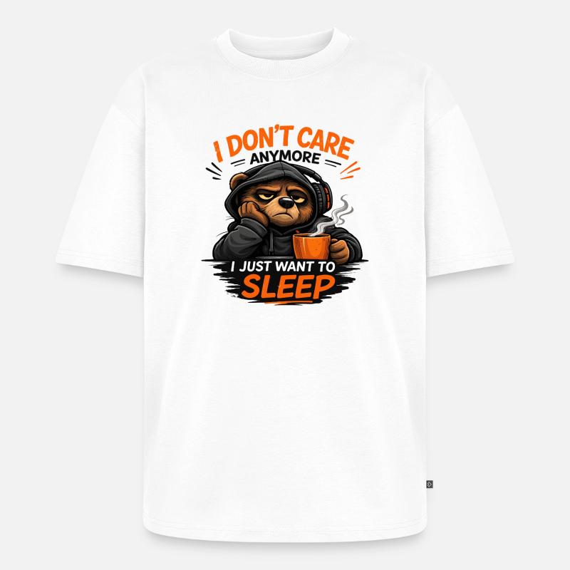 Grumpy Bear Schlaf-Tee Design - Unisex Premium Oversized Bio T-Shirt - Weiß