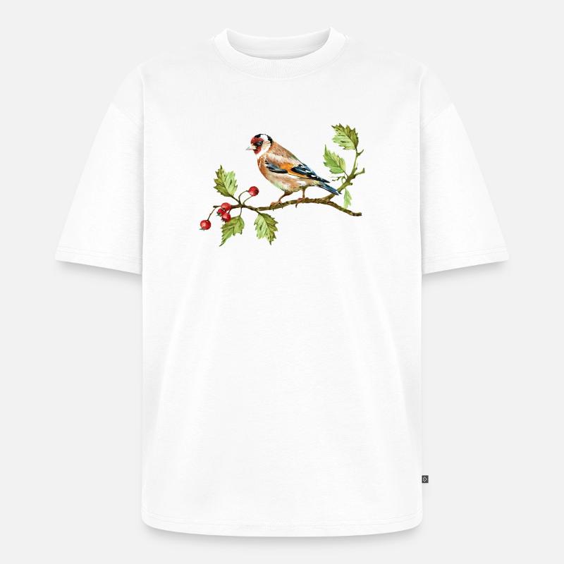 Bunter Vogel - Unisex Premium Oversized Bio T-Shirt - Weiß