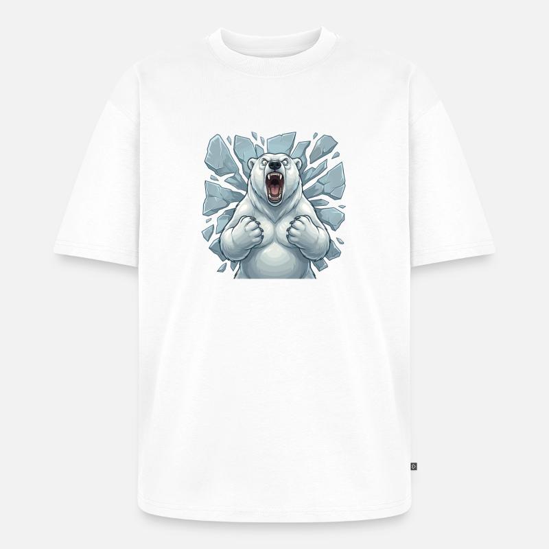 Polarbär bricht Eis - Unisex Premium Oversized Bio T-Shirt - Weiß