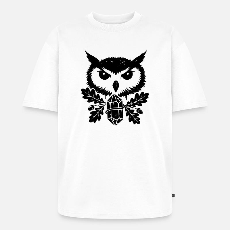 Fantasy Eule Kristall Tattoo - Unisex Premium Oversized Bio T-Shirt - Weiß