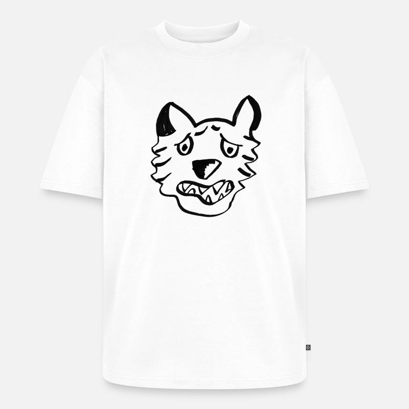Black Wolf Graffiti Lines - Unisex Premium Oversized Organic T-Shirt - white