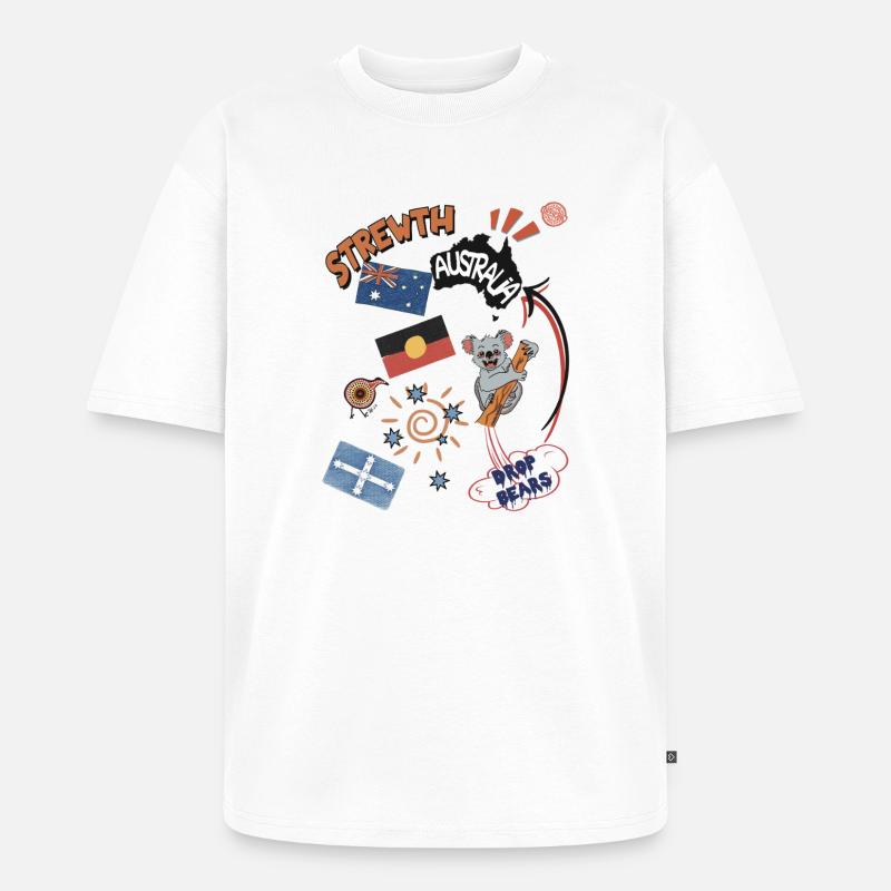 Australische Collage Strewth & Drop bears - Unisex Premium Oversized Bio T-Shirt - Weiß