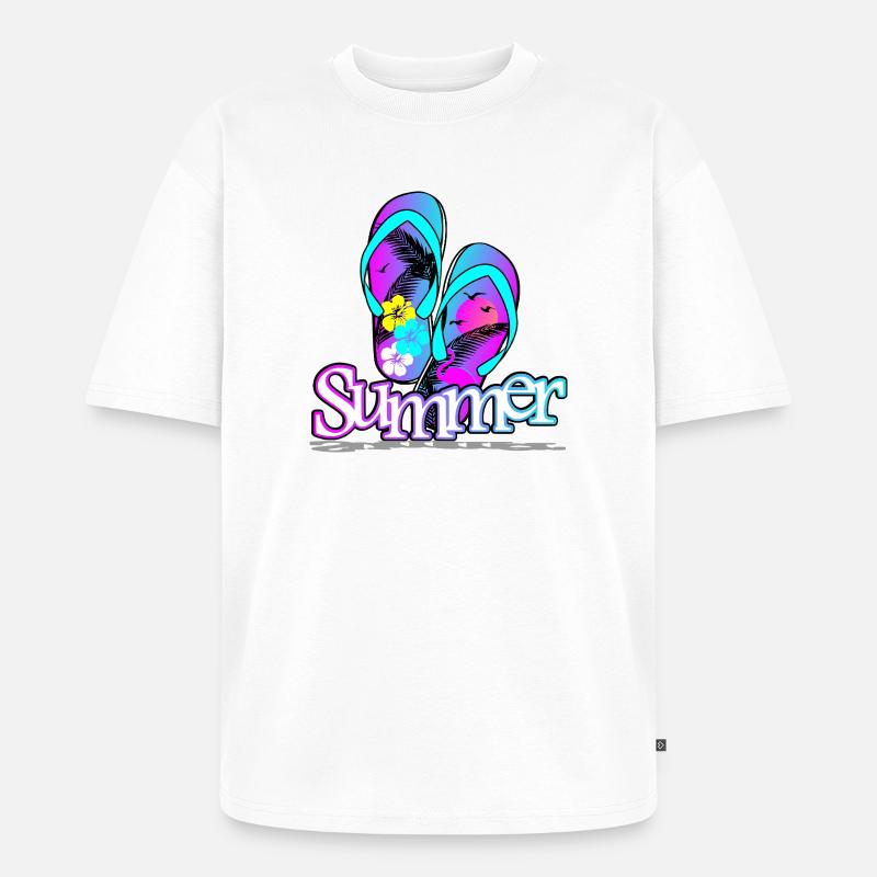 Sommer Flipflop - Unisex Premium Oversized Bio T-Shirt - Weiß