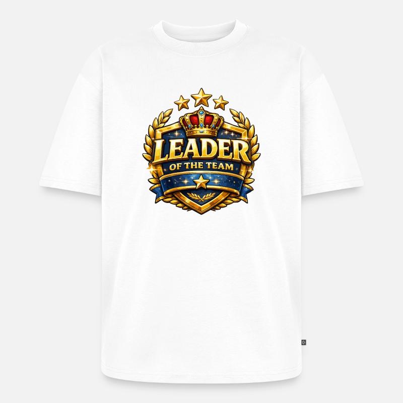 Chef de l’équipe Crown Badge - T-shirt Premium bio oversize Unisexe - blanc