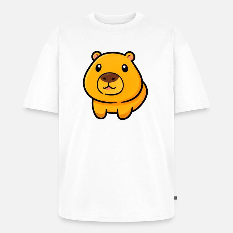 Maskottchen-Illustration des pummeligen Bären - Unisex Premium Oversized Bio T-Shirt - Weiß