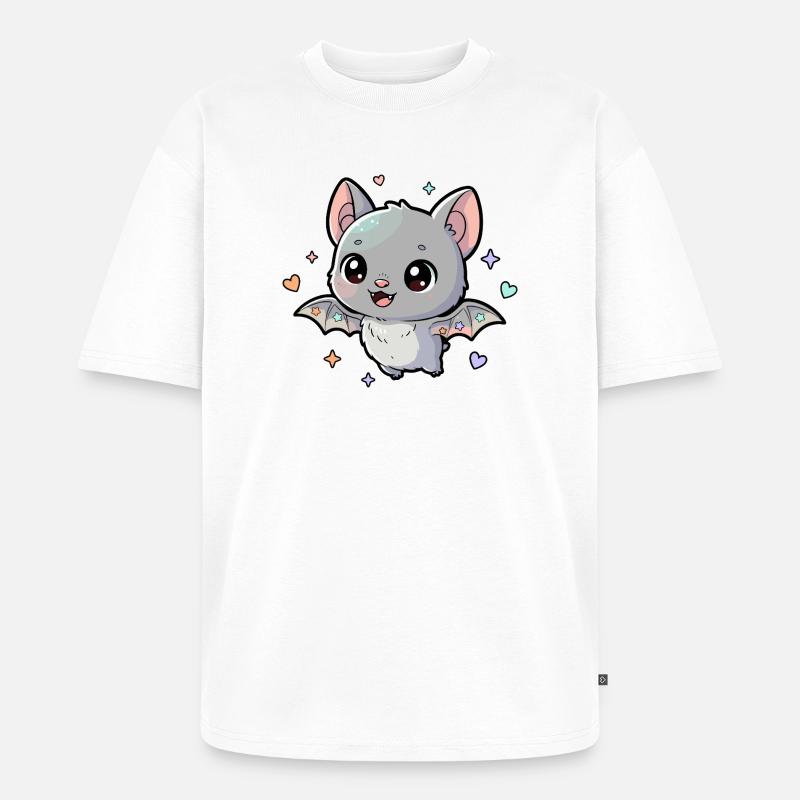 Kuschelfledermaus mit Pastellsternchen - Unisex Premium Oversized Bio T-Shirt - Weiß
