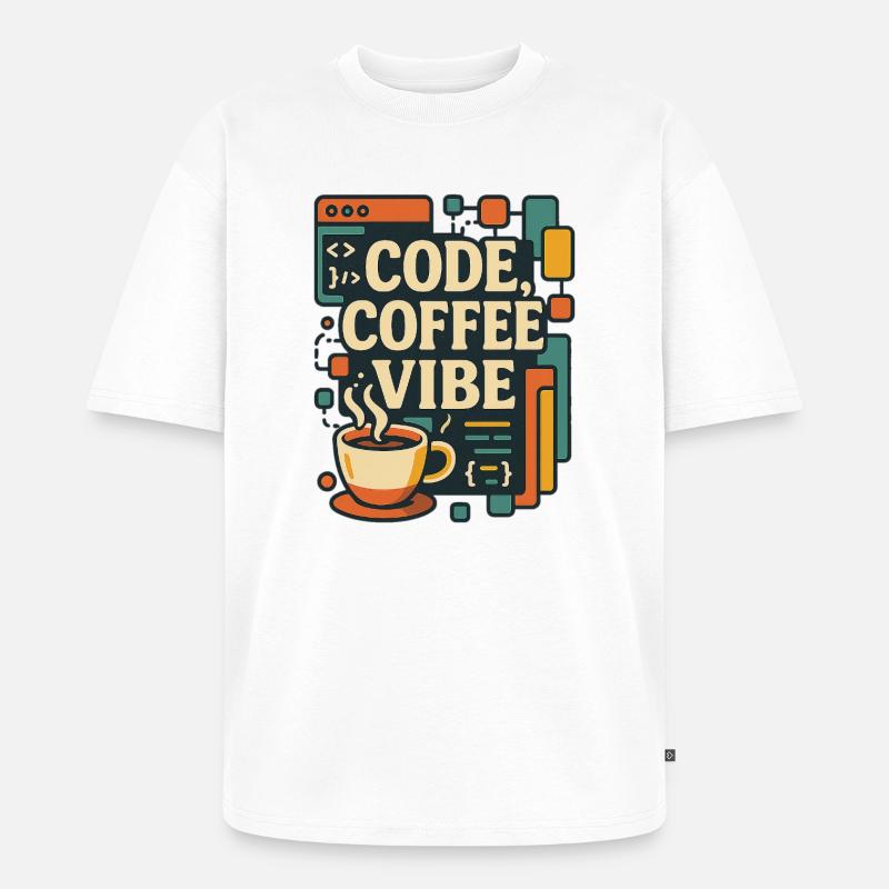 Code Coffee Vibe – Lustiges Programmer T-Shirt - Unisex Premium Oversized Bio T-Shirt - Weiß