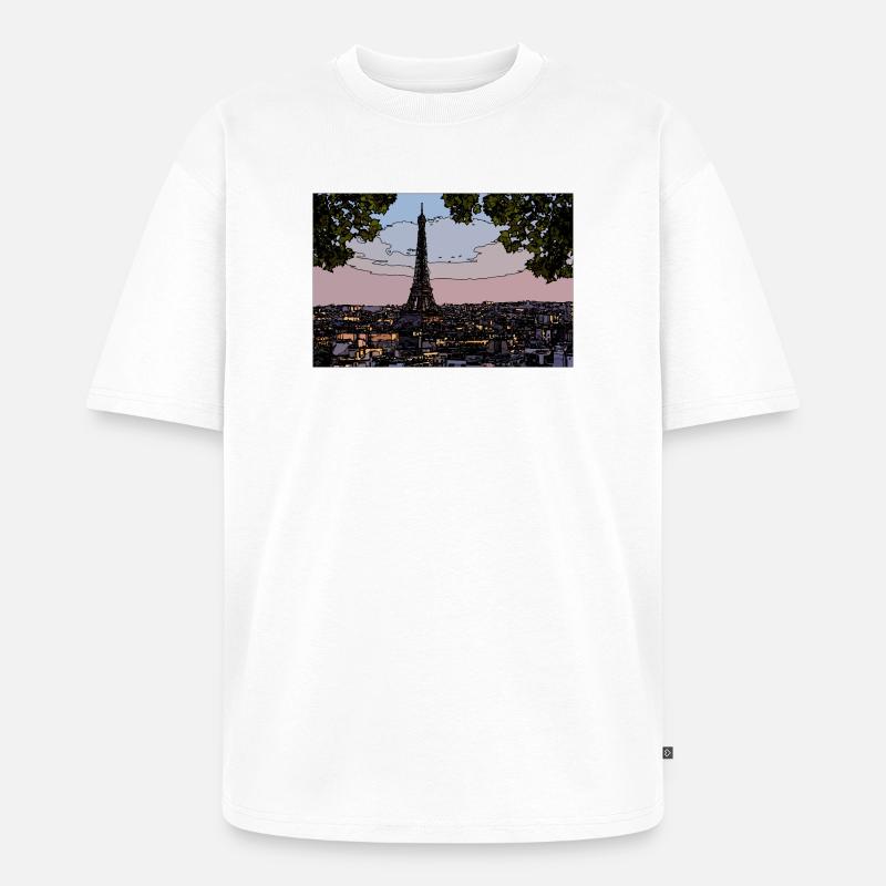 Paris Abendstimmung am Eiffelturm - Unisex Premium Oversized Bio T-Shirt - Weiß